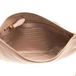 Prada Beige Leather Flat Crossbody Bag