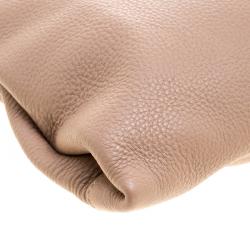 Pre Owned Prada Beige Leather Flat Crossbody Bag