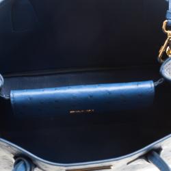 Pre Owned Prada Blue Ostrich Double Handle Tote