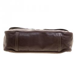 Pre Owned Prada Brown Leather Studded Shoulder Bag