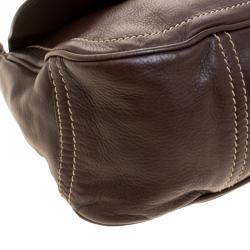 Pre Owned Prada Brown Leather Studded Shoulder Bag