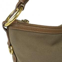 مملوكة مسبقًا Prada Brown Nylon Logo Jacquard Hobo