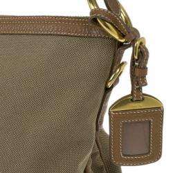 مملوكة مسبقًا Prada Brown Nylon Logo Jacquard Hobo