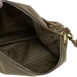 مملوكة مسبقًا Prada Brown Nylon Logo Jacquard Hobo