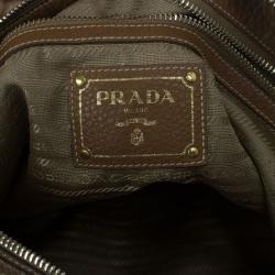 مملوكة مسبقًا Prada Brown Nylon Logo Jacquard Hobo