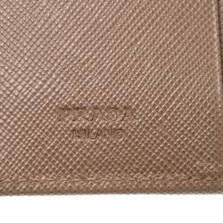 Pre Owned Prada Beige Saffiano Lux Leather Compact Wallet