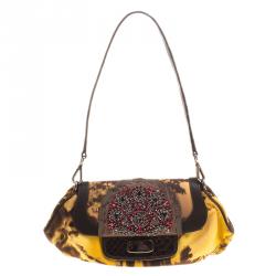 Pre Owned Prada Multicolor Nylon Crystal Embellished Shoulder Bag