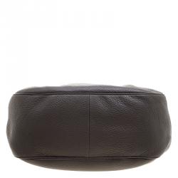 Pre Owned Prada Dark Grey Pebbled Leather Hobo