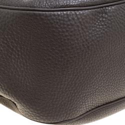 Pre Owned Prada Dark Grey Pebbled Leather Hobo