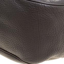 Pre Owned Prada Dark Grey Pebbled Leather Hobo