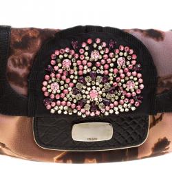Pre Owned Prada Multicolor Nylon Crystal Embellished Shoulder Bag