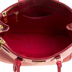 Pre Owned Prada Red Saffiano Lux Leather Large Double Zip Tote