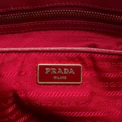 Pre Owned Prada Red Saffiano Lux Leather Large Double Zip Tote