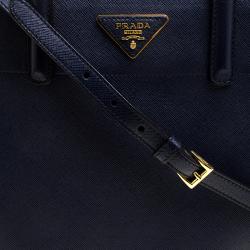 Pre Owned Prada Navy Blue Saffiano Soft Leather Tote