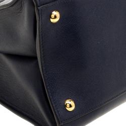 Pre Owned Prada Navy Blue Saffiano Soft Leather Tote