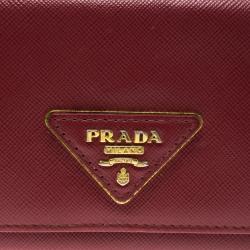 Pre Owned Prada Red Saffiano Leather Continental Wallet