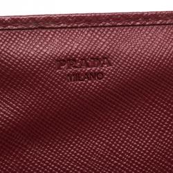 Pre Owned Prada Red Saffiano Leather Continental Wallet