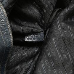 Pre Owned Prada Navy Blue Leather Shopper Tote