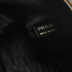 Pre Owned Prada Talco Craquele Leather Studded Bauletto Satchel Bag