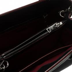 Pre Owned Prada Black Saffiano Cuir Leather Small Twin Tote