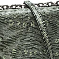 Pre Owned Prada Green Green/Black Nylon and Lizard Shoulder Bag
