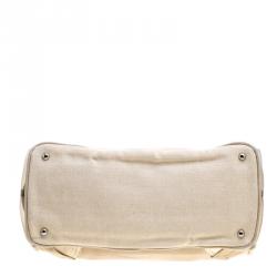 Pre Owned Prada Beige PVC and Canvas Plex Mistolino Frame Satchel