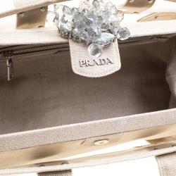 Pre Owned Prada Beige PVC and Canvas Plex Mistolino Frame Satchel