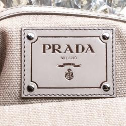 Pre Owned Prada Beige PVC and Canvas Plex Mistolino Frame Satchel