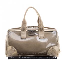 Pre Owned Prada Beige PVC and Canvas Plex Mistolino Frame Satchel