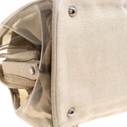 Pre Owned Prada Beige PVC and Canvas Plex Mistolino Frame Satchel