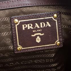 Pre Owned Prada Khaki Nylon Drawstring Tote