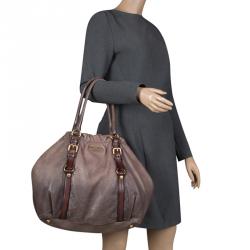 Pre Owned Prada Grey Ombre Leather Satchel