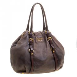 Pre Owned Prada Grey Ombre Leather Satchel