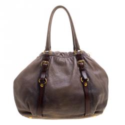 Pre Owned Prada Grey Ombre Leather Satchel