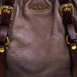 Pre Owned Prada Grey Ombre Leather Satchel