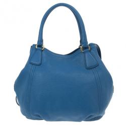 Pre Owned Prada Blue Vitello Daino Tote