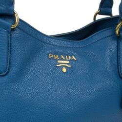 Pre Owned Prada Blue Vitello Daino Tote