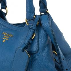 Pre Owned Prada Blue Vitello Daino Tote