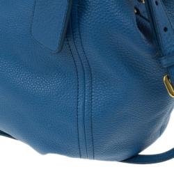 Pre Owned Prada Blue Vitello Daino Tote