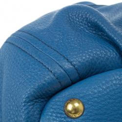 Pre Owned Prada Blue Vitello Daino Tote