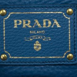 Pre Owned Prada Blue Vitello Daino Tote