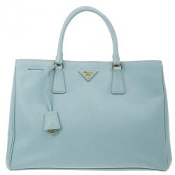 مملوكة مسبقًا Prada Blue Lago Saffiano Lux Large Tote