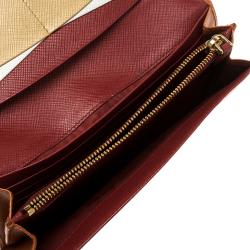 Pre Owned Prada Orange Saffiano Lux Leather Continental Wallet