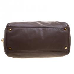Pre Owned Prada Taupe Soft Leather Top Handle Tote 