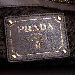 Pre Owned Prada Taupe Soft Leather Top Handle Tote 