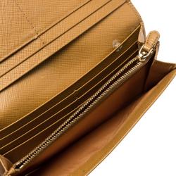 Pre Owned Prada Tan Saffiano Metal Leather Continental Wallet