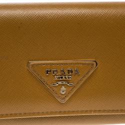 Pre Owned Prada Tan Saffiano Metal Leather Continental Wallet