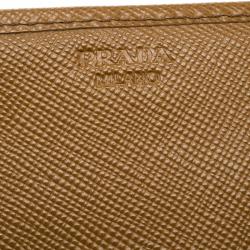 Pre Owned Prada Tan Saffiano Metal Leather Continental Wallet
