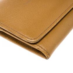 Pre Owned Prada Tan Saffiano Metal Leather Continental Wallet
