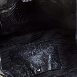 Pre Owned Prada Black Cervo Lux Leather Chain Tote